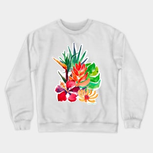 Tropical Garden Vibrant Watercolor Crewneck Sweatshirt